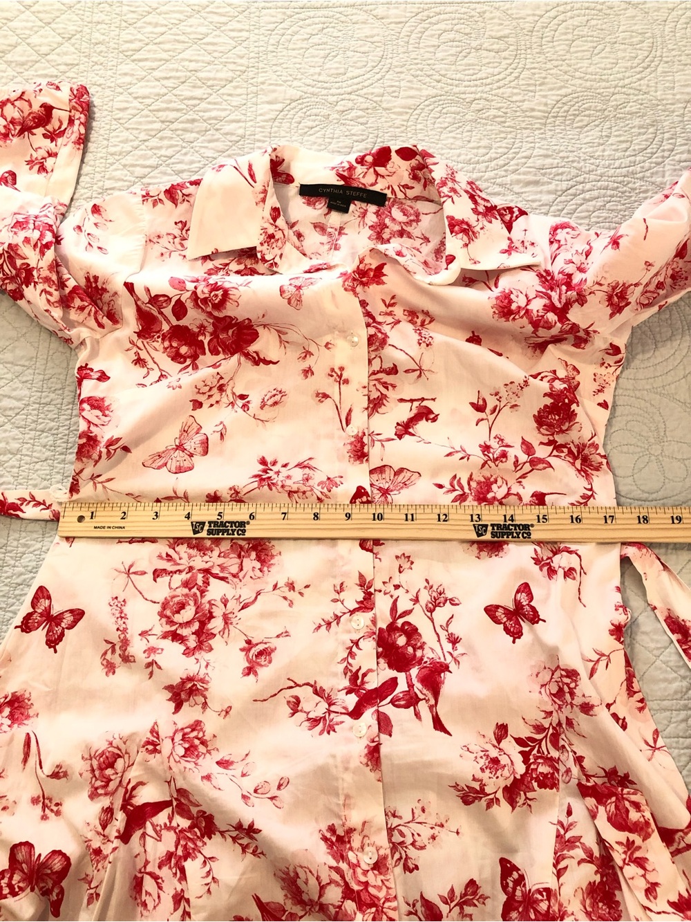Cynthia Steffe toile floral shirt dress. Size medium petite. - Picture 9 of 11